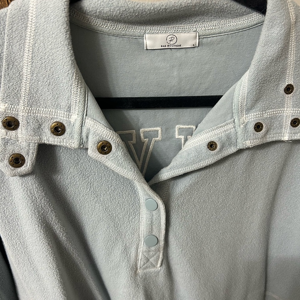 Light Blue Snap Button Pullover - Picture 3 of 5